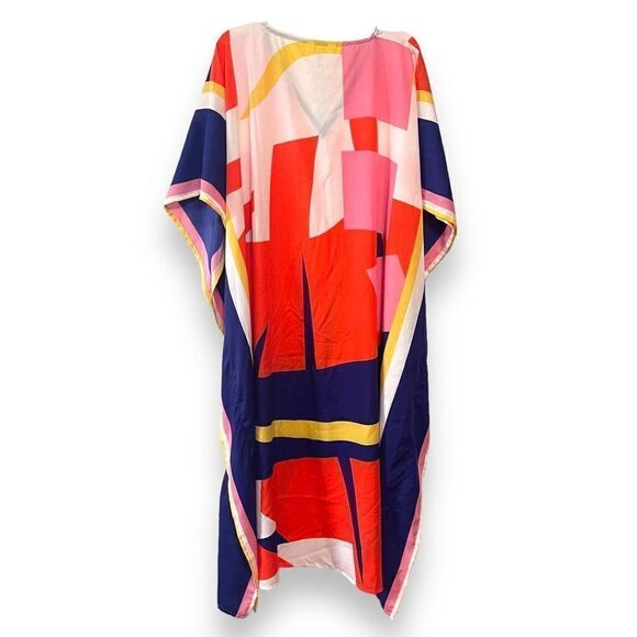Gypsie Blue Women's Geometric Mumu Beachwear Kaftan Dress Multi Colored One Size - Picture 2 of 10